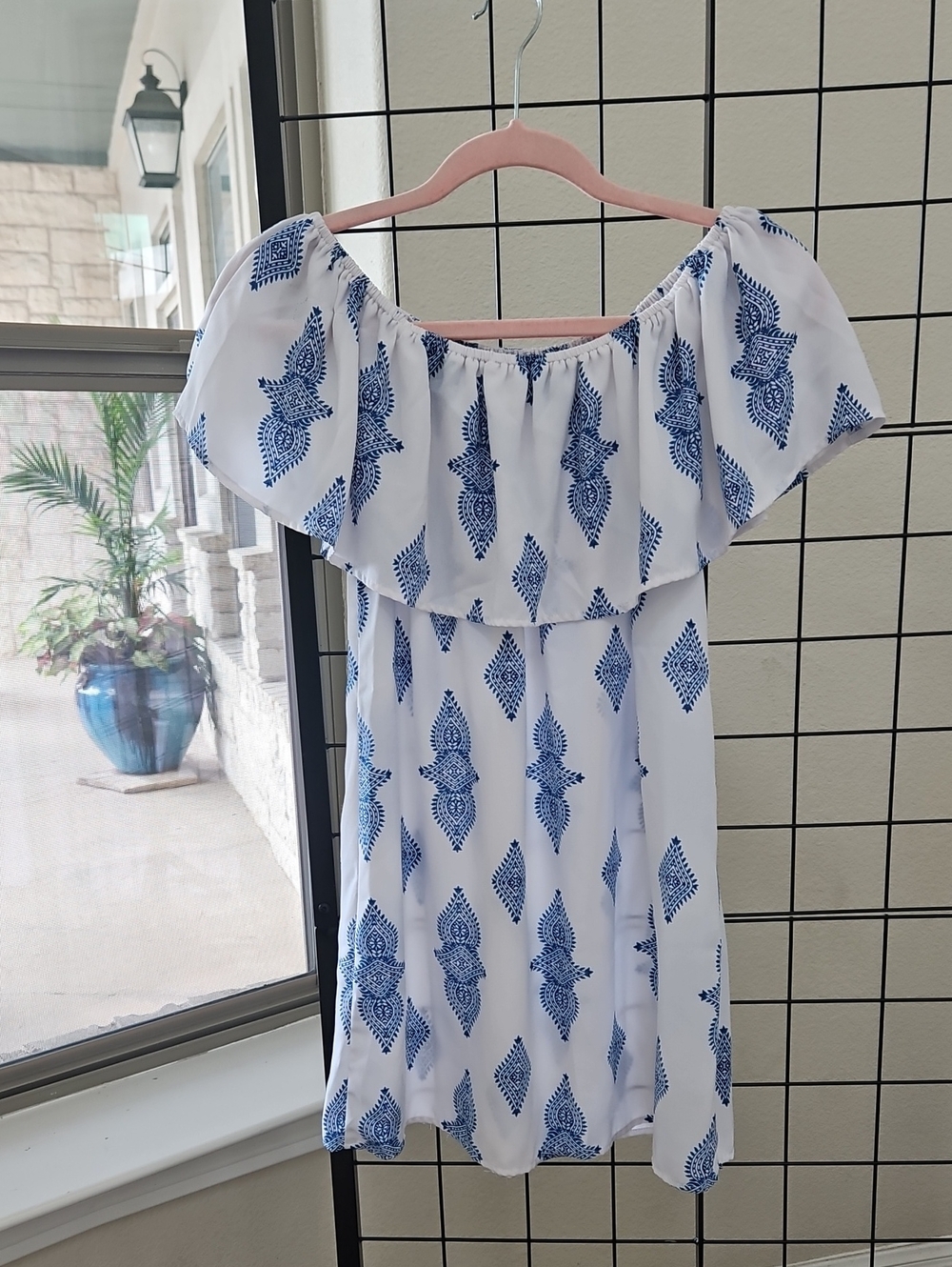 Show Me Your Mumu White Dress with Blue Print